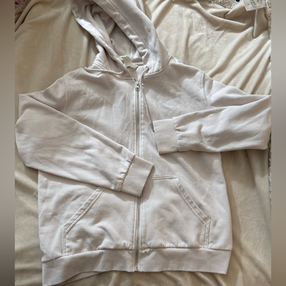 H&M Light Pink Zip-Up Jacket with Hood